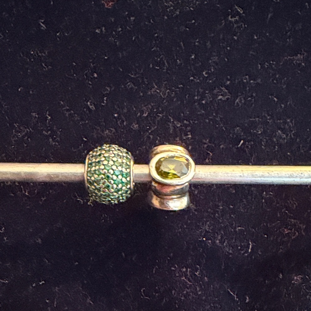Pandora Elegant Green and Sterling Silver Charms